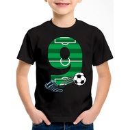 ' Soccer Birthday Shirt - Pastel Pink with Number 9, Soccer Ball & Cleats Graphic - Lightweight Summ