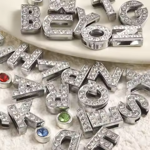 26Pcs/LotInitial Letter A-Z Slide Charms 8mm Rhinestone Word English Alphabet Breloques For Wristban
