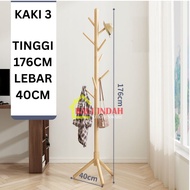 GANTUNGAN Multipurpose WOOD STYLE Clothes and Hat Hanger Rack Height 176cm Leg Width 3 = 40cm