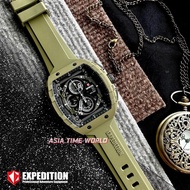 [Original] Expedition E6782 MCRGNBA Tonneau Chronograph Men's Watch with Black Dial Green FKM Rubber