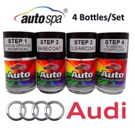 AUTOSPA Touch Up Paint Cat Kereta Audi 4pcs/Set (Base Coat + Solvent + Clear Coat + Rubbing Compound