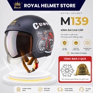 Royal M139 3/4 Helmet with Patterned Windshield, Genuine Royal 3/4 Helmet