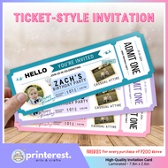 PRINTEREST Laminated Ticket-Style Invitation - Invitation Card for Birthday, Souvenir and Wedding