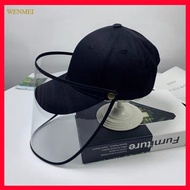 ☍♚ Kids Baseball Hats with Protective Face Shield Sun Hat Anti-Spitting Caps Detachable Face Mask Black Summer Cap