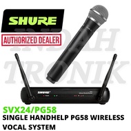 Shure SVX24/PG58 Wireless Vocal System, SVX4 Diversity Receiver, SVX2 Handheld Transmitter & PG58 Ha
