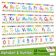 12 Sheets 26 Letters Numbers ABC English Classroom Wall Decoration Decoration Children Learning Card