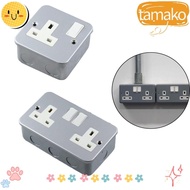 TAMAKO Wall Socket, 13A Vertical UK Plug Switched Socket, Durable Electric Power With Switch Silver British Outlet Kitchen Home Office Hotel