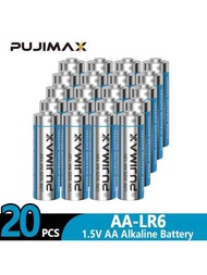 PUJIMAX 4/8/12/16/20入組AA 1.5V鹼性電池，適用於遙控器、鬧鐘、門鈴、汽車鑰匙、手電筒，高性能、耐用、持久，聖誕樹燈帶特別供應【一次性電池，不可充電】