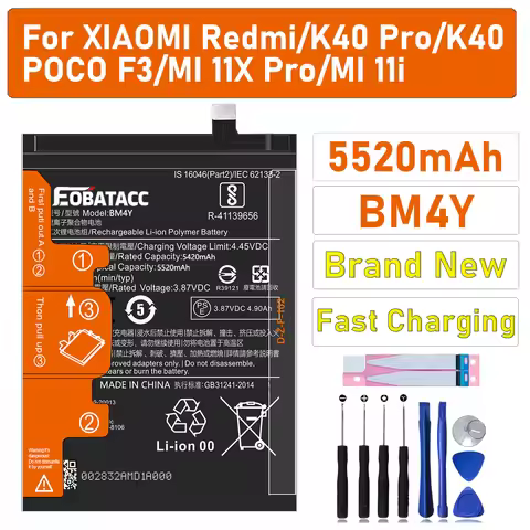 2026 Years new Replacement Battery BM4Y Xiaomi Poco F3 For Redmi K40 Pro K40pro 5520Mah+Free Tools