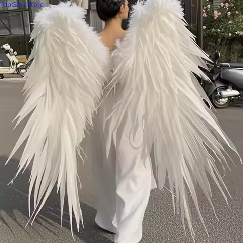 New white angel wings dance props swan simulation feather studio shooting photo cos decorative appli