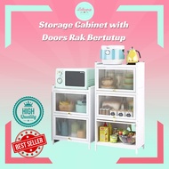 [LS]3 Layer / 4 Layer Storage Cabinet with Doors Rak Bertutup Viral Rak Dapur Bertutup Aesthetic Kit