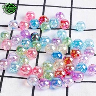 50pcs Manik Manik Mote Bulat Warna Rainbow Bahan Spacer Gelang Bahan Membuat Kerajinan 6mm/8mm/10mm