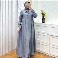 Gamis syari bahan polo linen polos busui Gamis Hanum dress