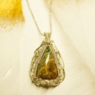 手工銀繞線海洋碧玉項鍊