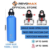 RevoMax Vacuum Insulated Thermal Water Bottle Flask - Light Blue 32oz/950ml