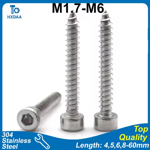 Grade 8.8 Nickel Plated Carbon Steel Hex Socket Cap Head Self Tapping Screws HA Thread Screw M1.7 M2