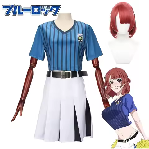 Anime Blue Lock Anri Teieri Cosplay Costume Wig Cheerleading Cosplay Uniform Top Skirt Football Unio