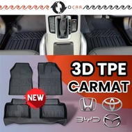 3D Carpet TPE for WRV CITY 2020 CROSS VIOS HILUX REVO ROGUE VELOZ BYD ATTO 3 MAZDA CX5 CX-5 Kereta Karpet Car Floor Mat