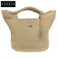 Heidi Klein, excellent condition, fringe charm, Plate , raffia bag, tote bag, women's, beige, 180925