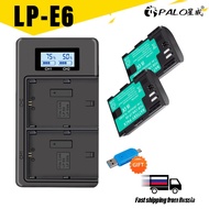 PALO LPE6 LP-E6 E6N LP E6 Camera Baery  LCD Dual Charger For Canon EOS 5DS R 5D Mark II 5D Mark III 6D 7D 70D 80D XC10 C