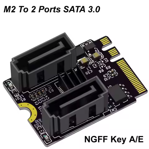 M2 To NGFF 2 Ports SATA 3.0 Expansion Riser Card KEY A + E WIFI M.2 To SSD SATA Hard Disk Adapter Ca