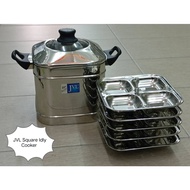 JVL Stainless Steel Square Shape Designer 5 Plates Idly Maker with Glass Lid