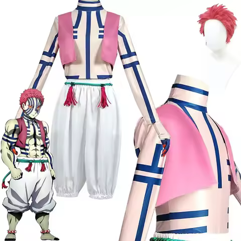 Akaza Cosplay Costume Anime Demon Slayer Kimetsu No Yaiba Akaza Cosplay Clothes Wig Uniform Hallowee