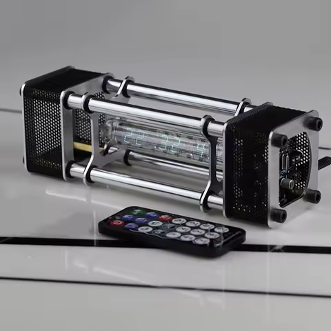 IV-18 Fluorescent Tube Clock Energy Pillar Nixie Tube Clock VFD Tube LED Home Decor Clock Remote Con