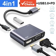 VGA to Type C 4-in-1 Adapter USB Port Hub HDMI VGA 4K 60Hz Multiport Converter for Laptop PC Penyesu