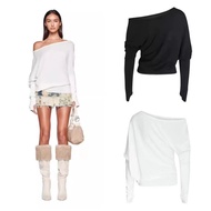 Iamgia One-Shoulder Long Sleeve Top & Denim Skirt Suit