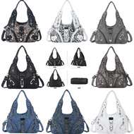 Angel Kiss Retro Distressed Large-Capacity Soft Leather PU y2k Diagonal Bag