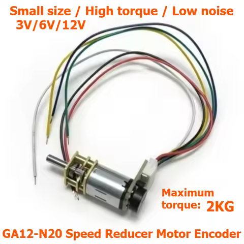 Miniature DC speed reduction motor GA12-N20, 3V/6V/12V with encoder