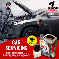 Car Servicing Package - 4L Shell Helix Ultra | 5W-40 | (Free Oil Filter for Japan and Korea Cars) TR