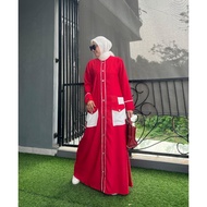 MERAH NEWEST DUHA DRESS RED AND WHITE EDITION BY VELINO COLLECTION