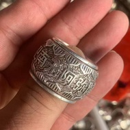 Bạc Tây Tạng Nhẫn ngón tay cái trái tim Sutra phong cách Đức Phật A Di Đà phong cách retro Nhẫn