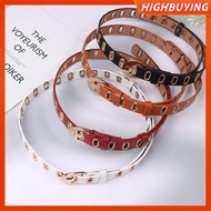 HIGHBUYING New Grunge Women Belt Adjustable Hole Grunge Punk Belts For Women Alloy Pin Bule PU Leath