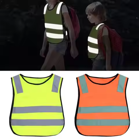 Kids High Visibility Reflective Safety Vest Breathable Knitted Fabric 360° Reflective Strips Sleevel
