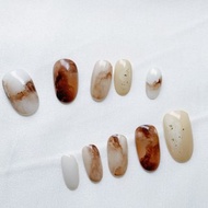 燕麥奶拿鐵指甲貼片/穿戴甲/訂製美甲貼片 NA 50