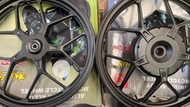 ล้อแม็กพร้อมยาง ลายY สีดำ ขนาดยางหน้า80/90-14 หลัง90/90-14 แบบมียางใน คลิก110i scoopy i