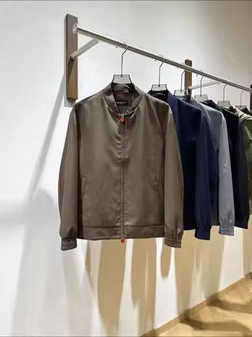 Kiton Classic Red Zip Baseball Collar Jacket