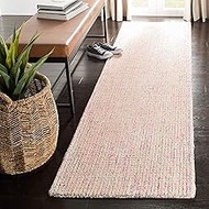 SAFAVIEH Abstract Collection Runner Rug - 2'3" x 8', Ivory & Pink, Handmade Wool, Ideal for High Tra