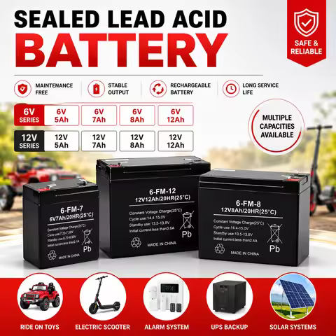 6V 12V Rechargeable Battery 5Ah 7Ah 8Ah 12Ah Sealed Lead Acid Replacement for Kids Ride On Car Motor