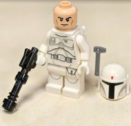 LEGO® Star Wars Boba Fett Minifigure Prototype Armour White Mandalorian sw0631 with 3626pb0704 head