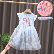 LNR Shop Free Bando Gaun Dress Tutu Anak Perempuan Bayi Balita Motif Unicorn Kuda Poni Biru Pink Can