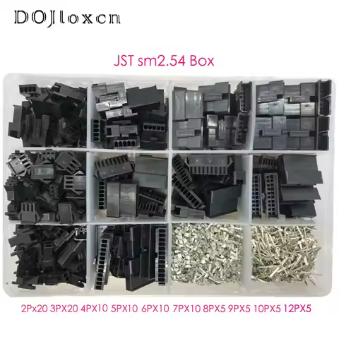 1 BOX 1230 Pcs SM2.54 Kits 2 3 4 5 6 7 8 9 10 12 Pin Pitch Female Male Header Cable Black Connector 