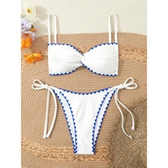 Sexy White Bandeau Bikini 2026 Women Swimsuit Two Piece Swimwear Female Thong Bikinis Set Swim Bathi