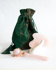 臉部刮痧板+滾輪棒 包金奢華版 澳洲設計天然粉晶愛情運穴道按摩