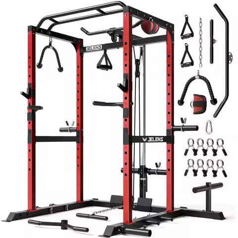 S21 Power Cage, Multi-Function Power Rack with Adjustable Cable Crossover System, 2000LBS Squat Rack