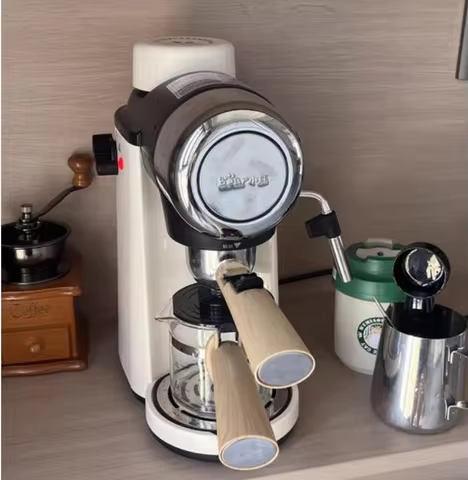220V Bear Coffee Maker Small Home Espresso Semi Automatic Office All in One American Hand Grind Brew