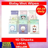 *$0.19* Petite Cute 10Sheets/8Sheets Design Baby Wet Wipes Soft Hand Mouth Disposable Toilet Flushable Safety Certified